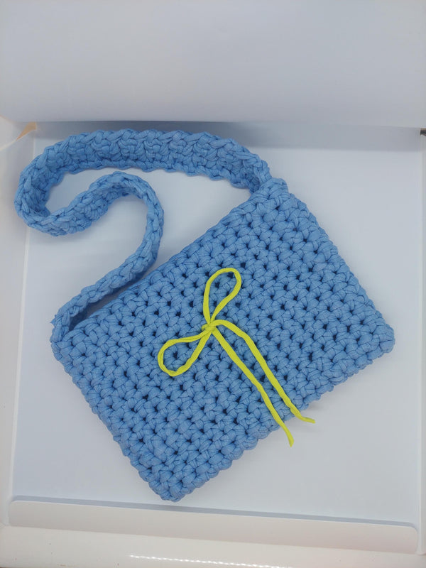 Vibrant Crochet Blue Crossbody Bag - Stylish Handcrafted Accessory for Every Occasion