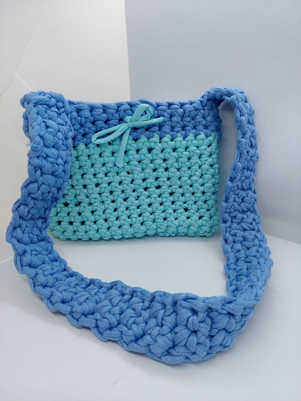 Chic Handmade Blue Crochet Crossbody Bag - Perfect for Everyday Style and Gifting!