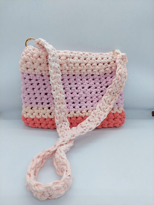 Pink Crossbody Bag, Handbag  Crochet, Shoulder Bag Crochet, Colorful Perfect for Any Outfit, Gift For Her, Handle Bag, Crochet Handmade