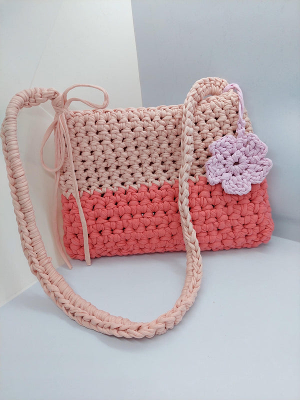 Pink Crossbody Bag, Handbag  Crochet, Shoulder Bag Crochet, Colorful Perfect for Any Outfit, Gift For Her, Handle Bag, Crochet Handmade