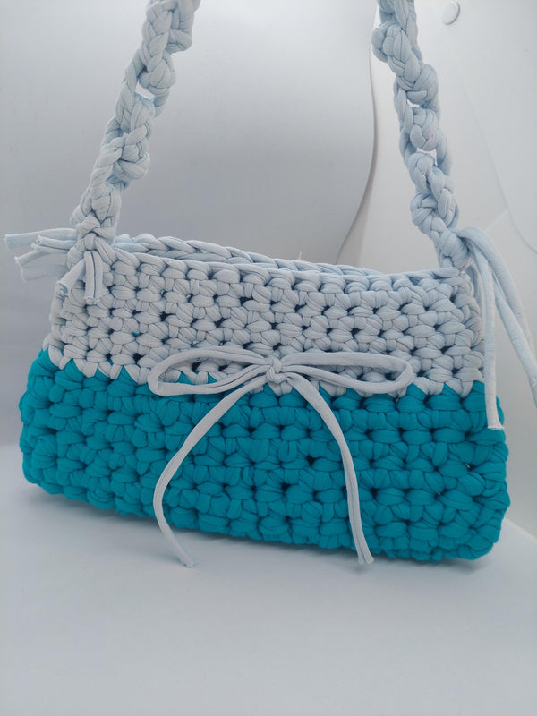 Chic Blue Crochet Crossbody Bag - Handcrafted Elegance for Every Occasion