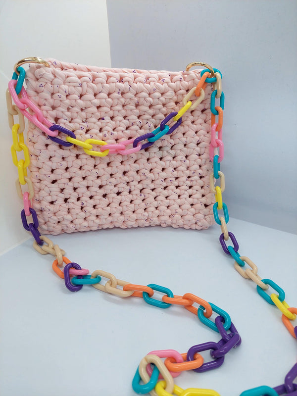 Pink Crossbody Bag, Handbag  Crochet, Shoulder Bag Crochet, Colorful Perfect for Any Outfit, Gift For Her, Handle Bag, Crochet Handmade