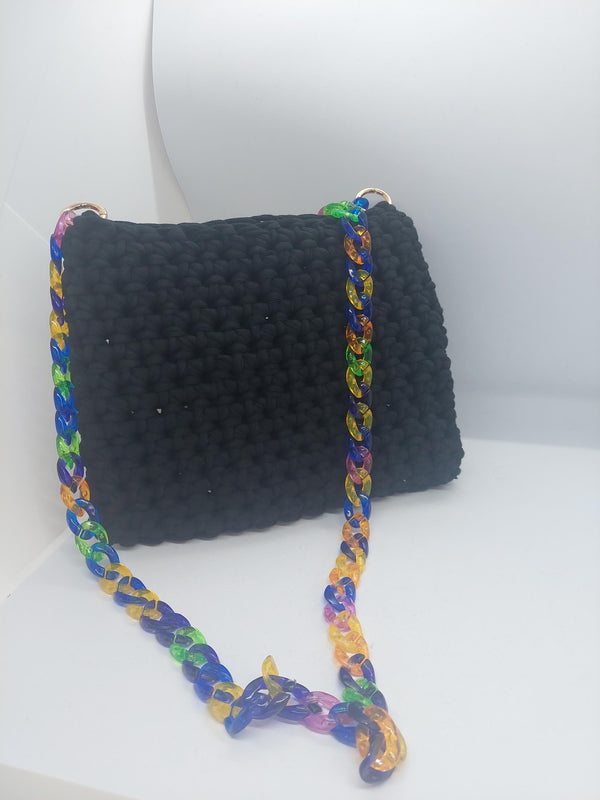 Elegant Black Crochet Crossbody Bag - Stylish Handmade Shoulder Bag for Any Occasion, Perfect Gift for Her