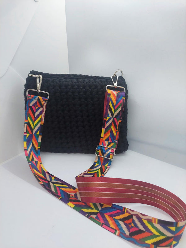 Colorful Handmade Crochet Crossbody Bag - Stylish Black Shoulder Bag Perfect for Any Occasion, Gift for Her