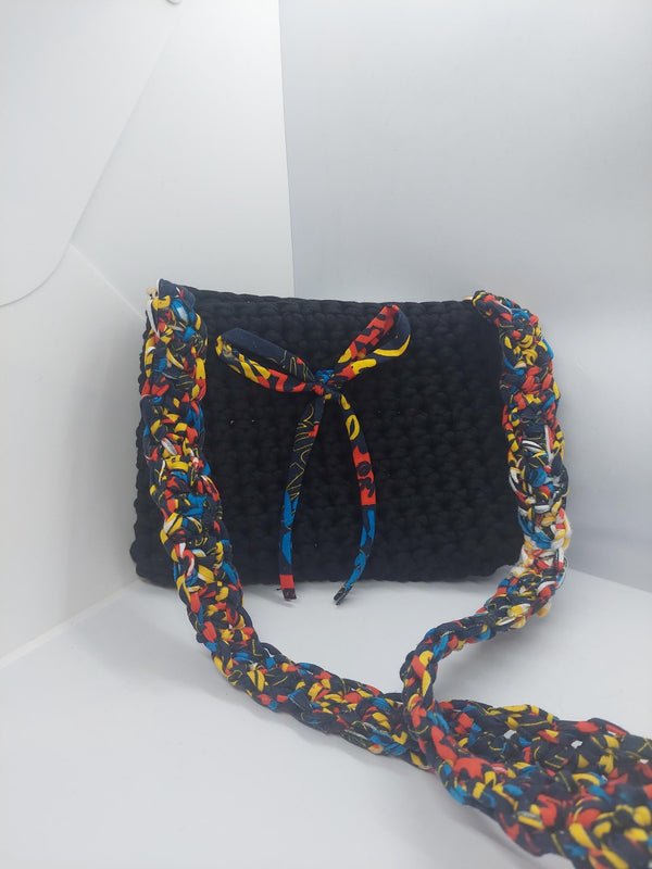 Colorful Crochet Black Crossbody Handbag - Stylish Shoulder Bag for Any Occasion, Perfect Gift for Her