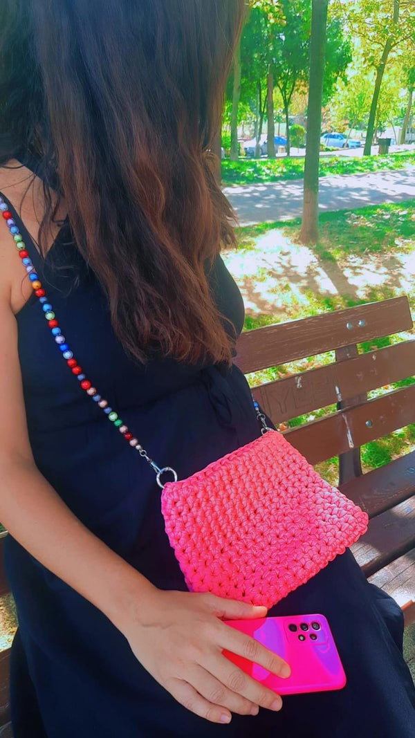 Pink Crossbody Bag, Handbag  Crochet, Shoulder Bag Crochet, Colorful Perfect for Any Outfit, Gift For Her, Handle Bag, Crochet Handmade